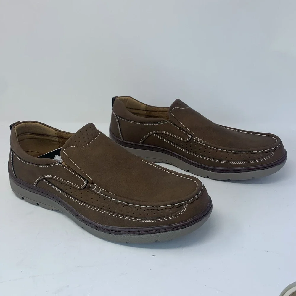 Aston Marc Comfort II Loafers Men's 12 M Tan‎ Moc Toe Casual Slip-on Shoes S0696